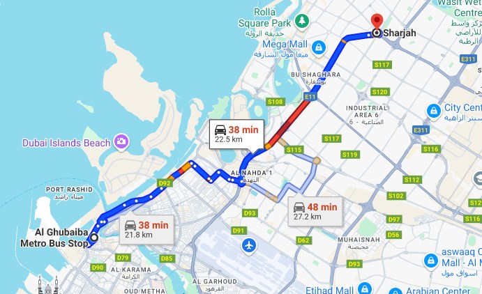 Al Ghubaiba to Sharjah Bus Timings