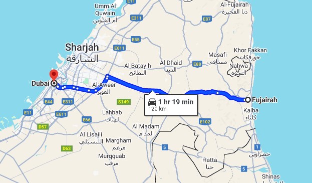 Fujairah to Dubai RTA Bus Timing